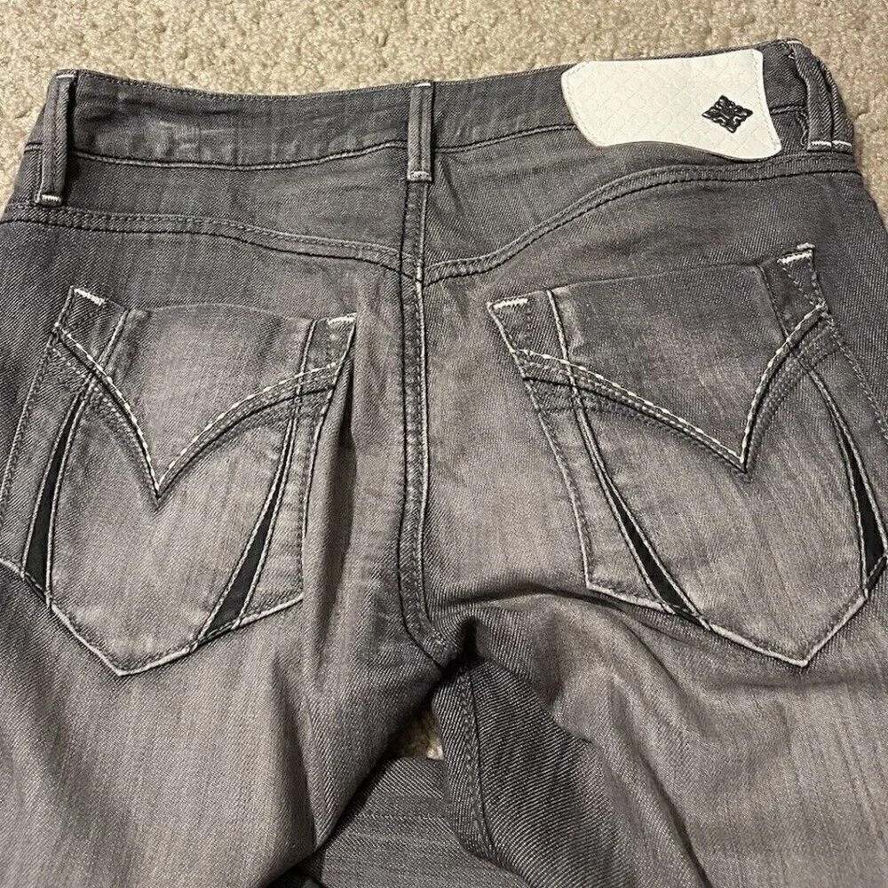 Monarchy Jeans Mens Size 27 Regular Gray And White Distressed Flip Pocket